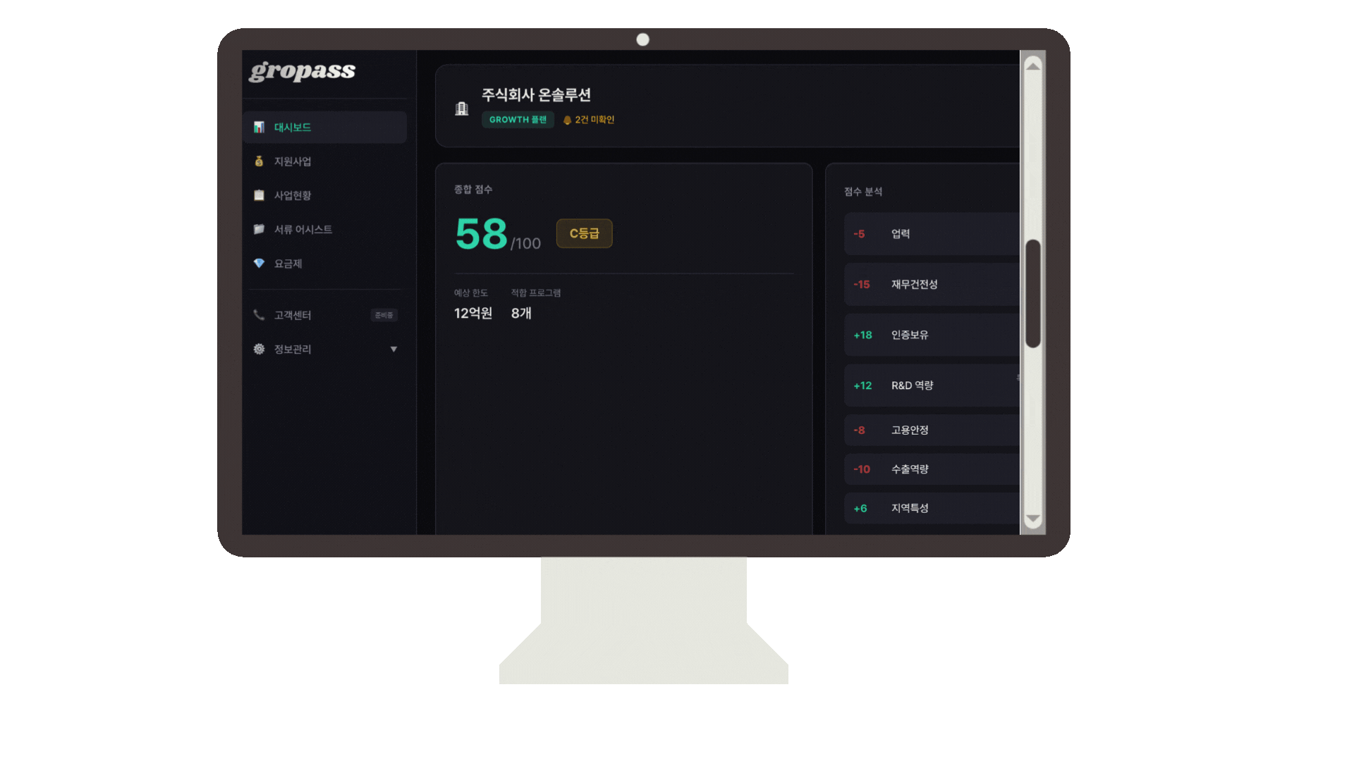 GroPass 대시보드 미리보기